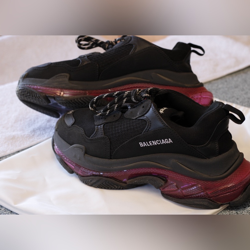 Balenciaga Black Sneakers with Pink Accents